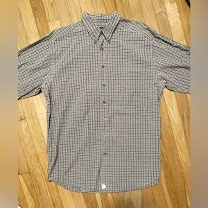 Mens Eddie Bauer Tan Plaid Button Down Shirt Size Large Tall